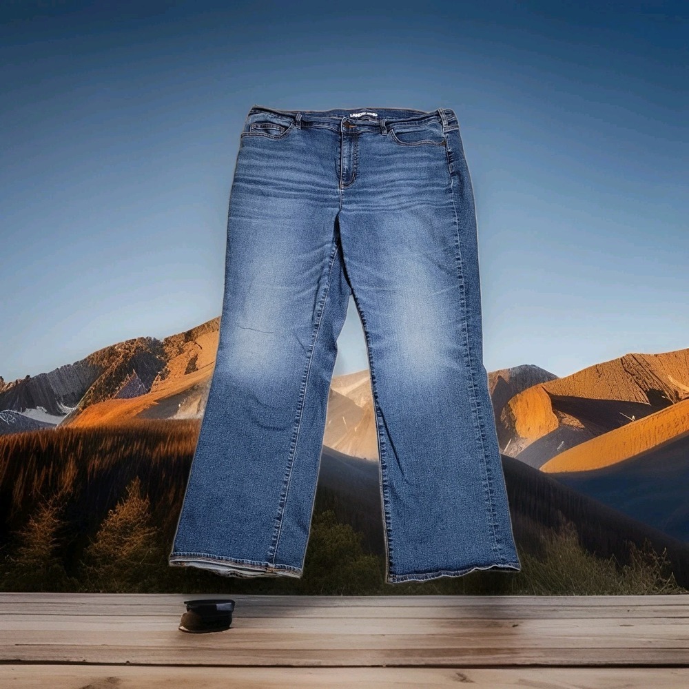 👖Lands' End Jeans Womens 24W‎ Plus High-Rise Straight Leg Recover Stretch 42x32